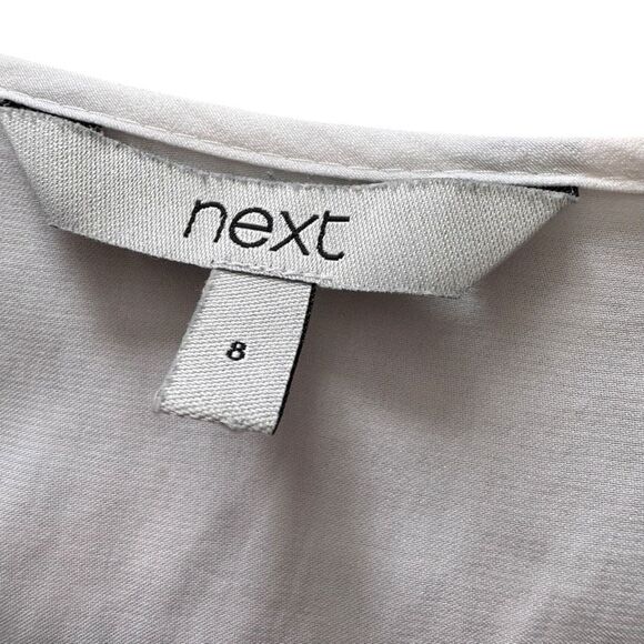 Next Size 8 Ivory Faux Wrap Short Sleeve Blouse VNext Polyester Career Summer To - Picture 6 of 9